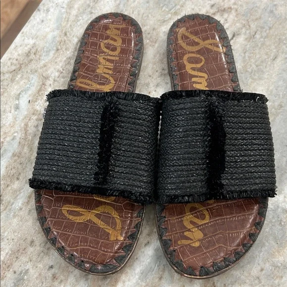 Sam Edelman Slides Sandals Black Rubber Sole size 8.5 - Picture 1 of 14